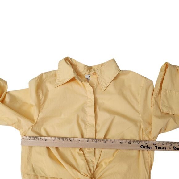 Jason Wu Blouse Womens Small Yellow Crop Button Twist Front Top Longsleeve - Picture 10 of 10